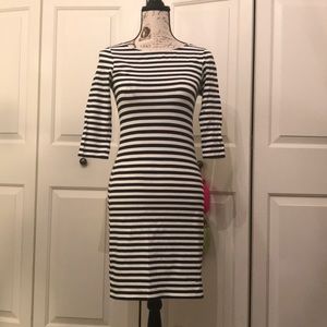 Ваbaton white cotton dress w/black stripes Sz S